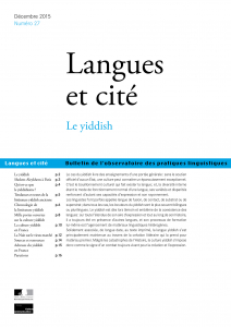 Le yiddish. Couverture. L&C 27, 2015