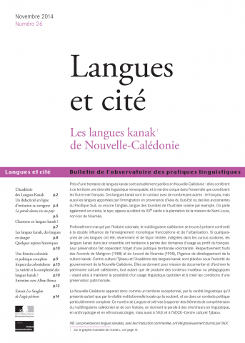 Couverture. Les langues kanak de Nouvelle-Calédonie