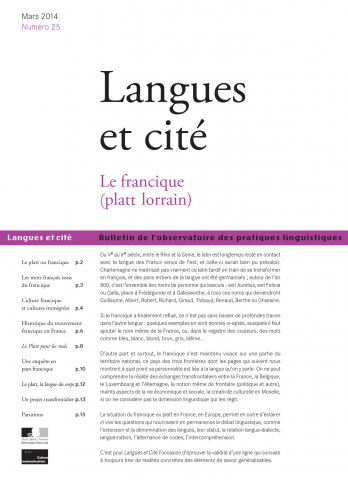 Le francique (platt lorrain). Couverture. L&C. 2014