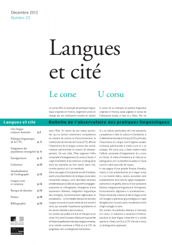 Le corse / U corsu. Couverture. L&C 22, 2012