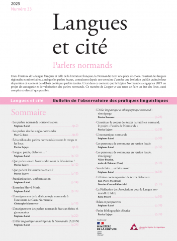 Parlers normands. Couverture, L&C, 33, 2025