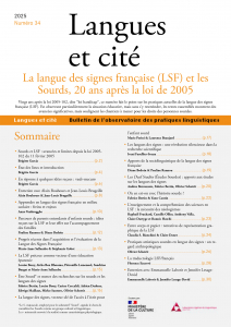 Couverture. La langue des signes française et les Sourds, 20 ans après la loi de 2005, L&C n°34, 2025
